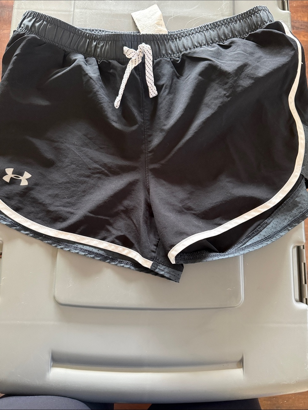 Under Armour kids Black Athletic Shorts with White Trim